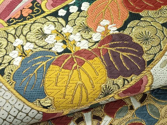 平和屋着物●極上 六通柄袋帯 唐織 秀宝桜花文 金糸 逸品 未使用 CZAA4185s5