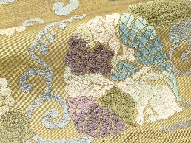 平和屋着物●極上 六通柄袋帯 唐織 兎花唐草文 金糸 逸品 CZAA4186s5
