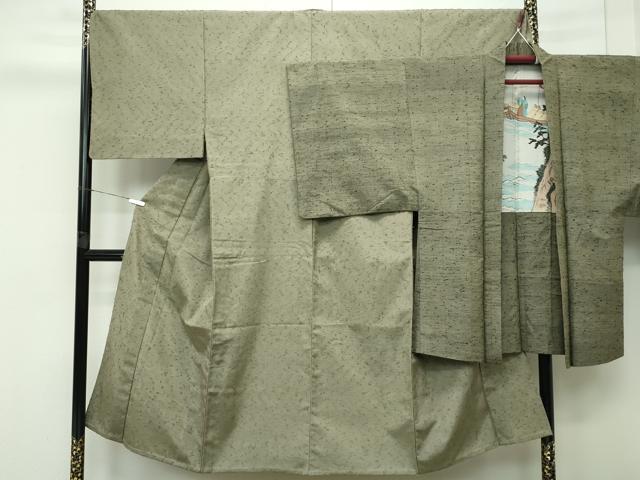 平和屋本店■極上 男性 髭紬・髭紬羽織セット 単衣 着物:鶸茶色 羽織:黄海松茶色 逸品 CZAA4202s5
