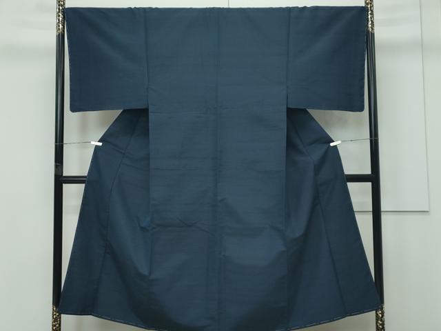 平和屋着物●極上 男性 紬 アンサンブル 色無地 濃紺地 逸品 未使用 CZAA4203s5