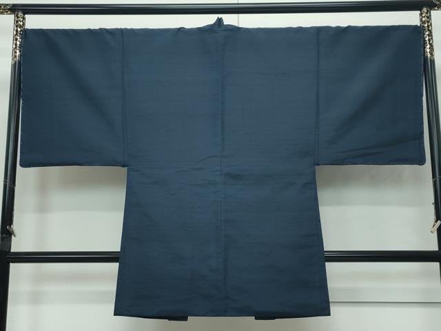 平和屋着物●極上 男性 紬 アンサンブル 色無地 濃紺地 逸品 未使用 CZAA4203s5