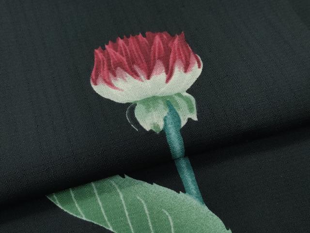 平和屋着物*極上 夏物 撫松庵 訪問着 セオアルファ 草花文 黒地 洗える着物 逸品 CZAA4222s5