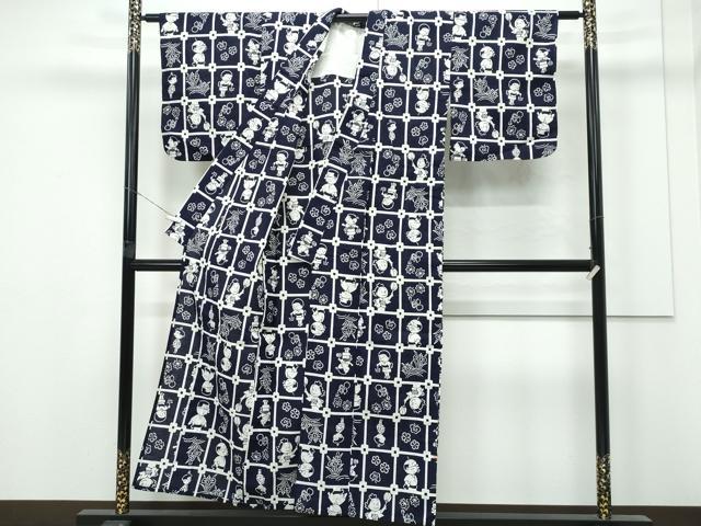 平和屋着物∴極上 夏物 浴衣 サザエさん 綿 逸品 CZAA4227s5
