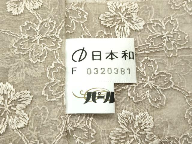 平和屋着物■極上 オーガンジー 道中着 ロング丈 スリーシーズン 春夏秋 枝桜 肥後煤竹色 逸品 未使用 CZAA4250s5