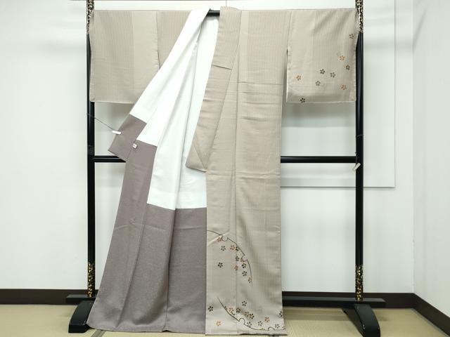 平和屋本店■極上 キモノデザイナー 斉藤上太郎 訪問着 雪輪花文 金彩 白橡色地 反端付き 逸品 未使用 CZAA4272s5