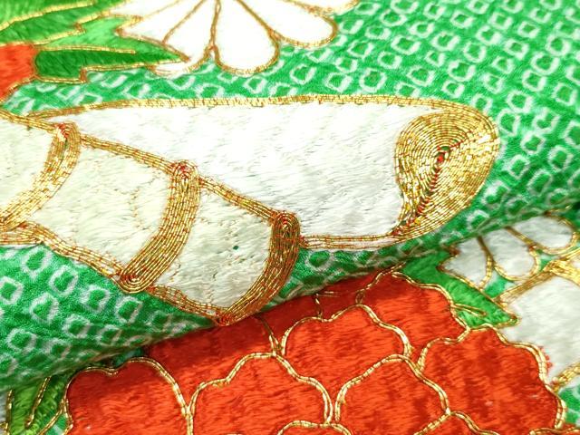 平和屋着物■極上 七五三 女の子 7歳 祝着・袋帯セット 総絞り 総刺繍 駒刺繍 牡丹 半衿刺繍 逸品 CZAA4282s5