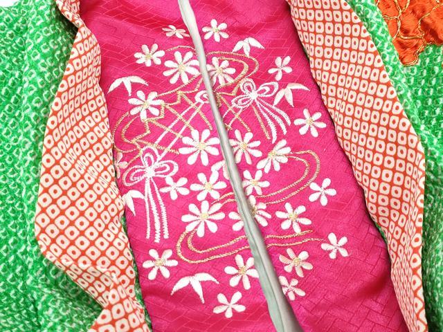 平和屋着物■極上 七五三 女の子 7歳 祝着・袋帯セット 総絞り 総刺繍 駒刺繍 牡丹 半衿刺繍 逸品 CZAA4282s5