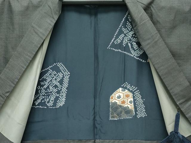 平和屋着物■極上 男性 本場大島紬 アンサンブル 100亀甲 総詰め 羽織紐付き 逸品 CZAA4286s5