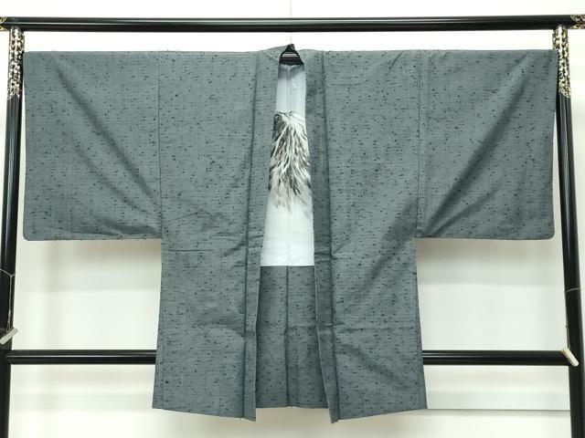 平和屋着物■極上 男性 紬・髭紬羽織セット 色無地 利休鼠色 逸品 CZAA4300s5