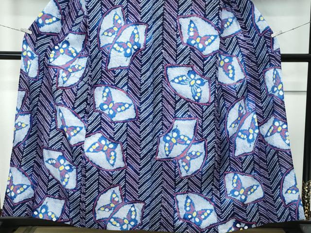 平和屋着物∴極上 夏物 浴衣 有松鳴海絞り 地紙舞蝶文 綿 逸品 CZAA4318s5