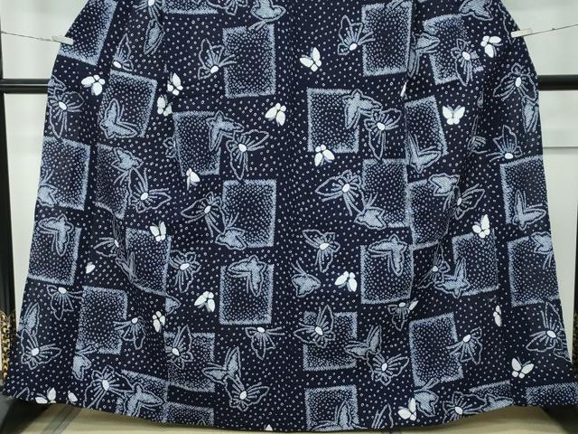 平和屋着物∴極上 夏物 浴衣 有松鳴海絞り 色紙舞蝶文 綿 逸品 CZAA4320s5