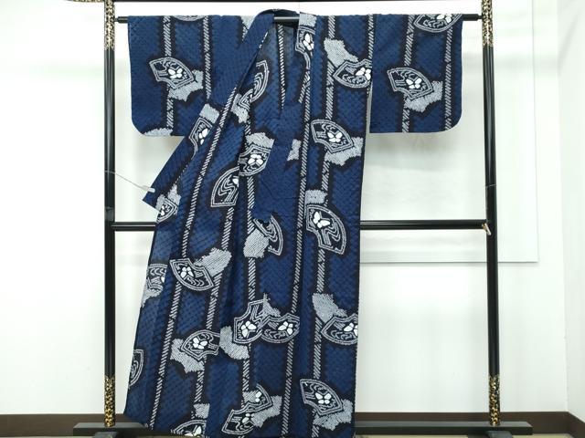 平和屋着物∴極上 夏物 浴衣 有松鳴海絞り 地紙舞蝶文 綿 逸品 CZAA4322s5