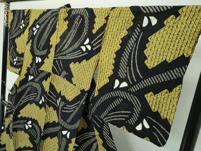 平和屋本店∴極上 夏物 浴衣 有松鳴海絞り 流水文 黒地 綿 逸品 CZAA4323s5