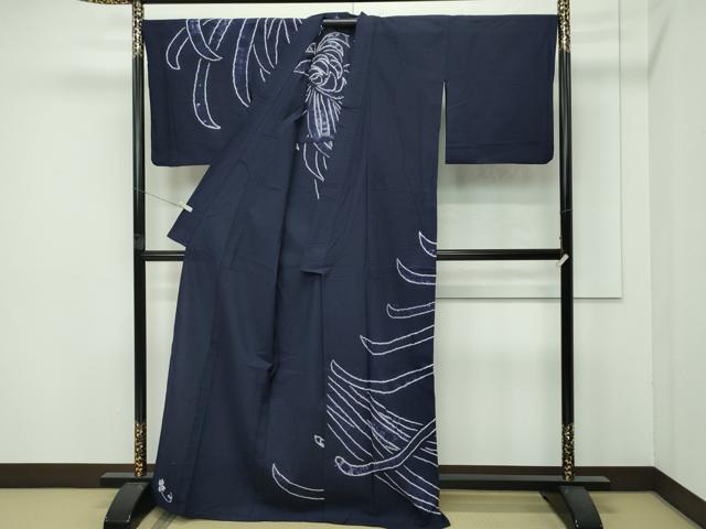 平和屋着物■極上 夏物 浴衣 有松鳴海絞り 訪問着 乱菊 紫黒色地 綿 逸品 CZAA4324s5