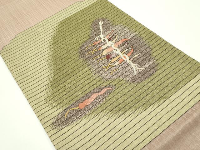 平和屋着物*極上 夏物 明綴れ 太鼓柄袋帯 成り物 柴染色地 ますいわ屋扱い 逸品 未使用 CZAA4346s5
