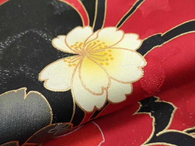 平和屋着物●極上 太鼓柄袋帯 草花文 黒地 銀通し地 逸品 CZAA4357s5