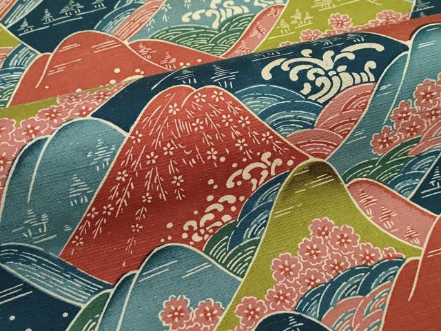平和屋着物●極上 銀座 志ま亀 全通柄 九寸名古屋帯 紬地 型染め 遠山文 たとう紙付き 逸品 未使用 CZAA4387s5