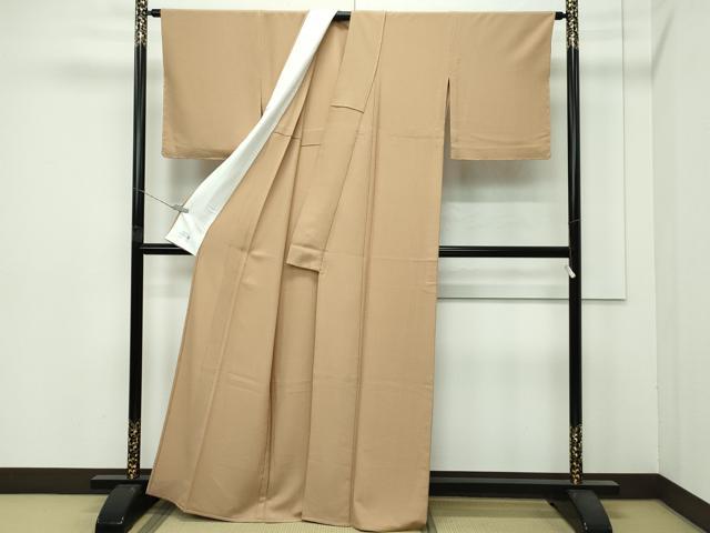 平和屋着物▽極上 洗える最高級着物 <英>はなぶさ謹製 色無地 朽葉色 単衣 逸品 未使用 CZAA4402s6