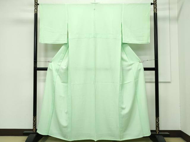 平和屋着物▽極上 洗える最高級着物 <英>はなぶさ謹製 色無地 若葉色 単衣 逸品 CZAA4403s6