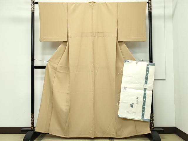 平和屋着物▽極上 洗える最高級着物 <英>はなぶさ謹製 色無地 榛色 単衣 たとう紙付き 逸品 CZAA4406s6