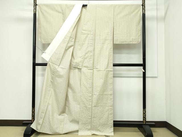平和屋着物▽極上 米沢 白根沢 涼風 単衣 綟子織 もじり織 トンボ レグホーン色地 証紙付き 逸品 未使用 CZAA4409s6