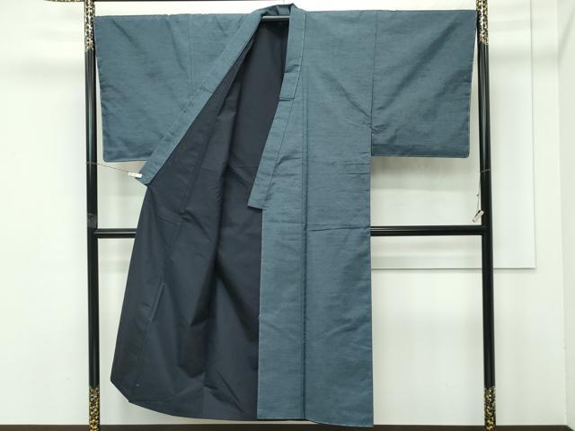 平和屋着物●極上 男性 紬 アンサンブル・長襦袢セット 色無地 錆鉄御納戸色 逸品 未使用 CZAA4421s6