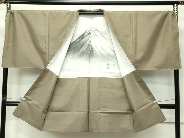平和屋本店■極上 男性 紬・羽織セット キングサイズ 着物:海松茶色 羽織:利休色 逸品 未使用 CZAA4423s6