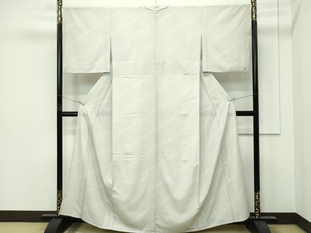 平和屋着物▽極上 洗える最高級着物 <英>はなぶさ謹製 小紋 単衣 立波文 逸品 CZAA4439s6