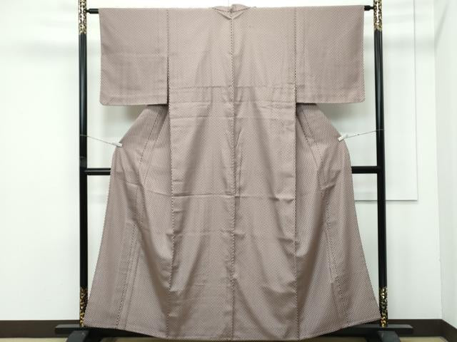 平和屋着物▽極上 お召 単衣 市松文様 空五倍子色×涅色 逸品 未使用 CZAA4445s6