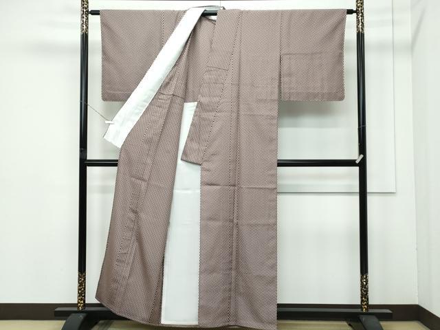 平和屋着物▽極上 お召 単衣 市松文様 空五倍子色×涅色 逸品 未使用 CZAA4445s6