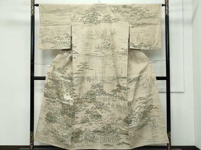 平和屋着物●極上 染織の名門 しょうざん 生紬 訪問着 風景文 逸品 CZAA4452s6