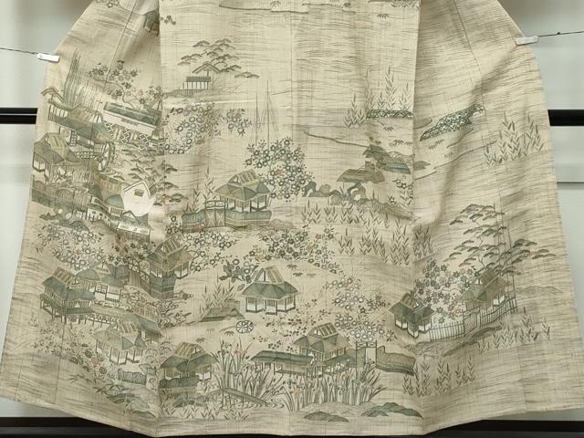 平和屋着物●極上 染織の名門 しょうざん 生紬 訪問着 風景文 逸品 CZAA4452s6