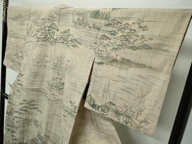 平和屋着物●極上 染織の名門 しょうざん 生紬 訪問着 風景文 逸品 CZAA4452s6