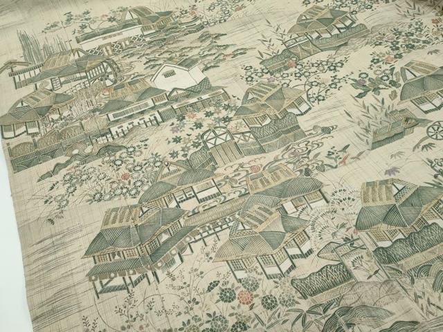 平和屋着物●極上 染織の名門 しょうざん 生紬 訪問着 風景文 逸品 CZAA4452s6