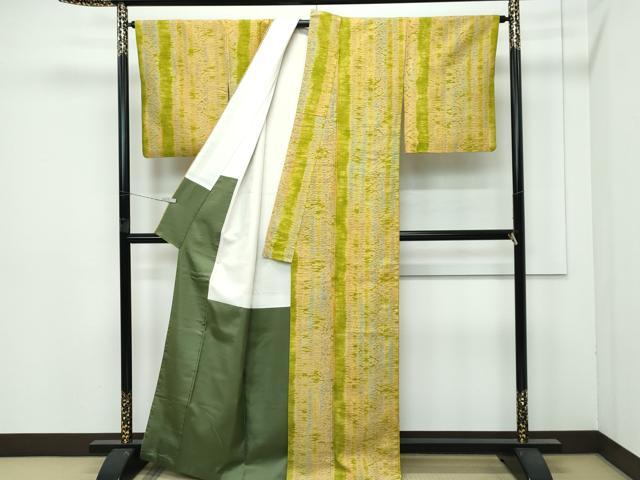 平和屋着物●極上 紬 杢目絞り 縞 逸品 CZAA4464s6
