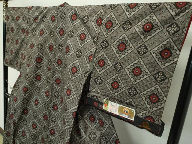 平和屋着物●希少 本場大島紬 龍郷絣 証紙付き 逸品 未使用 CZAA4468s6