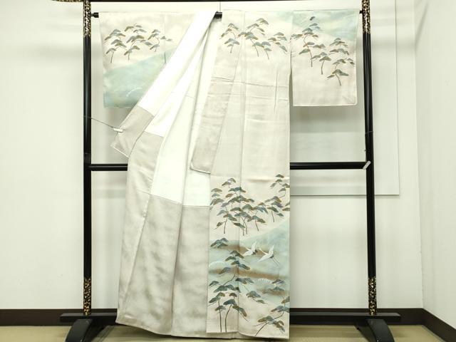 平和屋本店●極上 名門・上野家 四代目 上野真(二代目 上野為二) 訪問着 立波飛鶴松文 たたき染め 金彩 逸品 CZAA5718s6
