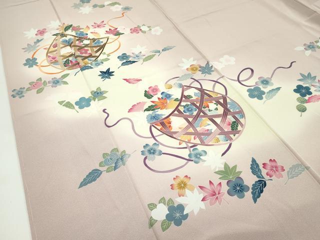 平和屋着物●極上 本加賀友禅作家 金丸充夫 訪問着 花籠文 暈し染め 洗柿色地 逸品 未使用 CZAA4499s6