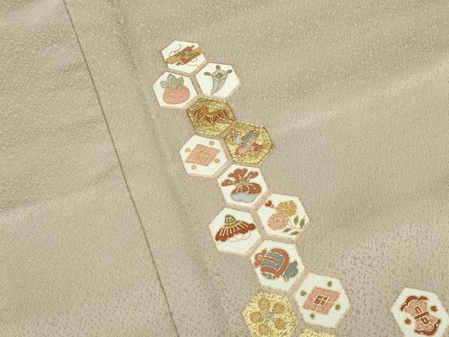 平和屋着物●極上 訪問着 駒刺繍 宝尽くし亀甲文 金彩 浅黄色地 逸品 CZAA4500s6
