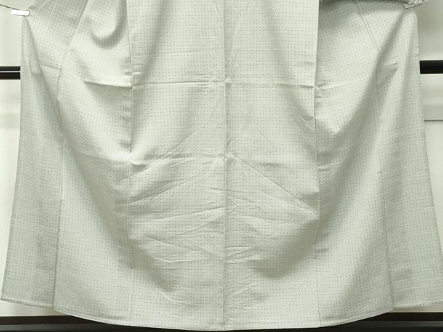 平和屋着物▽極上 結城紬 結城ちぢみ 単衣 奥順謹製 はたおり娘 十字絣 柳鼠色地 証紙付き 逸品 CZAA4504s6