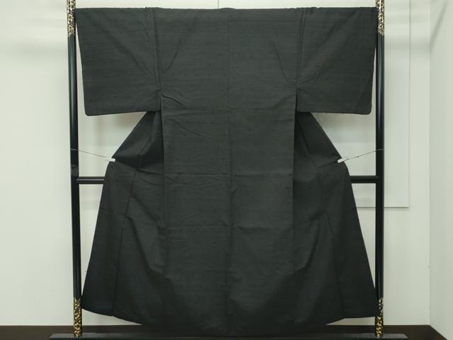 平和屋着物●極上 男性 髭紬 アンサンブル 色無地 黒地 逸品 CZAA4512s6