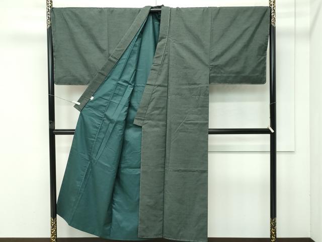 平和屋着物●極上 男性 紬 アンサンブル キングサイズ 色無地 藍媚茶色 小田急百貨店扱い 逸品 未使用 CZAA4518s6