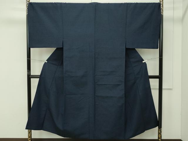 平和屋着物●極上 男性 髭紬 アンサンブル 色無地 藍鉄色 逸品 CZAA4527s6