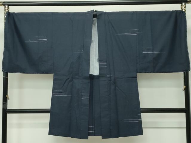 平和屋着物#極上 男性 THE YARD 長羽織 キングサイズ 紬地 霞文 濃紺地 逸品 未使用 CZAA4535s6