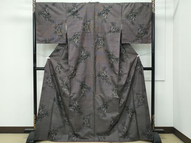平和屋着物●極上　都喜ヱ門　本場大島紬　９マルキ　草花文　藤絹織物謹製　逸品　未使用　CZAA4541s6 平和屋着物○極上 都喜ヱ門 本場大島紬 9マルキ 草花文 藤