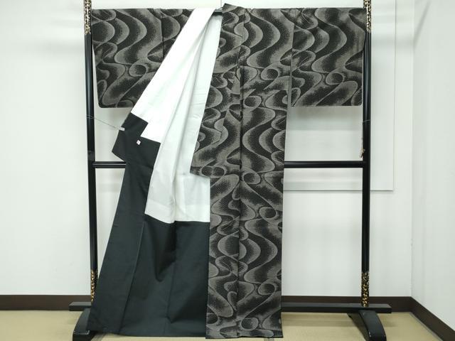 平和屋着物●極上 本場大島紬 泥染め 9マルキ 流水文様 伊集院織物謹製 証紙付き 逸品 未使用 CZAA4546s6