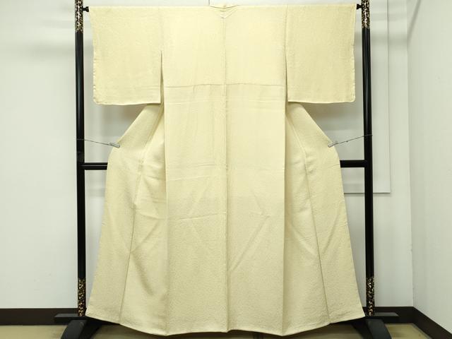 平和屋着物●極上 色無地 淡黄色 草花地紋 逸品 未使用 CZAA4571s6
