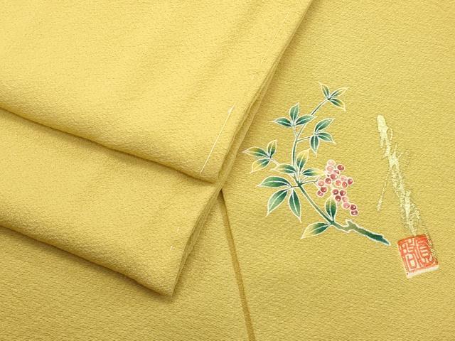 平和屋着物●極上 本草木染作家 圓啓 色無地 芥子色 逸品 未使用 CZAA4573s6