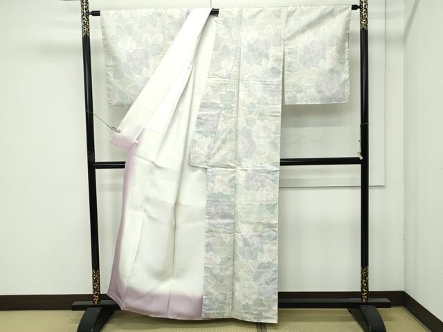 平和屋着物●極上 本場大島紬 白大島 アンサンブル 薔薇 逸品 未使用 CZAA4577s6