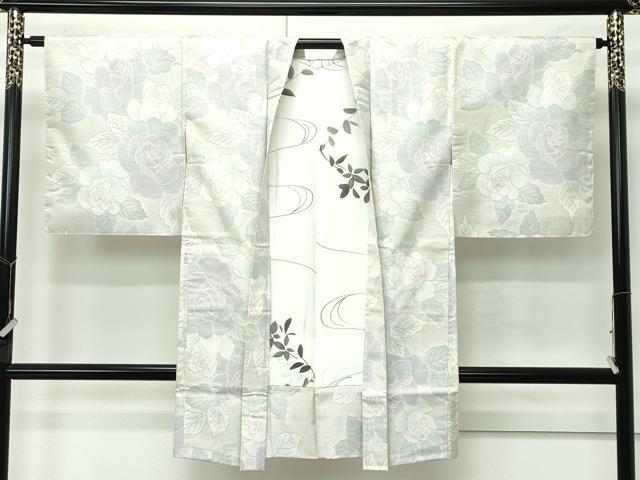 平和屋着物●極上 本場大島紬 白大島 アンサンブル 薔薇 逸品 未使用 CZAA4577s6